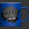 Blue Ceramic Mug With Mars is the Future Text And Decorative Design