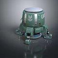 Green Mechanical Device With UNS Logo And Multi Legged Base Structure 3d model