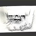 Ruined Red Brick Building 3D Model With Collapsed Walls Grass And Scattered Bricks