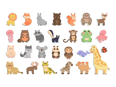 Animal Cartoon Animal Zoo Animal Animal Illustration Cute Animal Flat Animal Park Animal Vector Forest Animal Material Elements 3d model