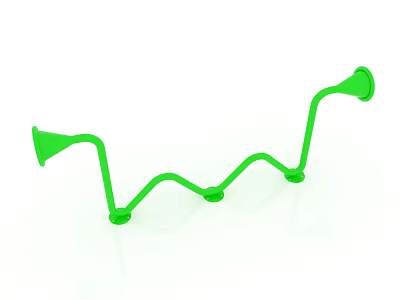 Green Curved Playground Equipment with Horn Shaped Ports for Kids Outdoor Fun Activities 3d model