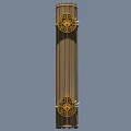 Traditional Decorative Columns With Brown Vertical Striped Body And Golden Top Bottom Intricate Pattern Decorations