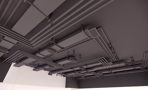 Industrial LOFT pipe ceiling pipe ceiling air conditioning pipe spray 3d model