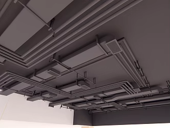 Industrial LOFT pipe ceiling pipe ceiling air conditioning pipe spray 3d model
