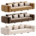 Elegant Modern Sofa Interior With Beige Upholstery And Multiple Decorative Cushions 3d model