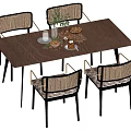 Middle style dining table and chair combination 3d model