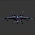 Cosmic Aerospace Model With Blue Red Color And Detailed Design Features