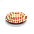 Red Yellow Plaid Pattern Round Cushion For Home Living Comfort
