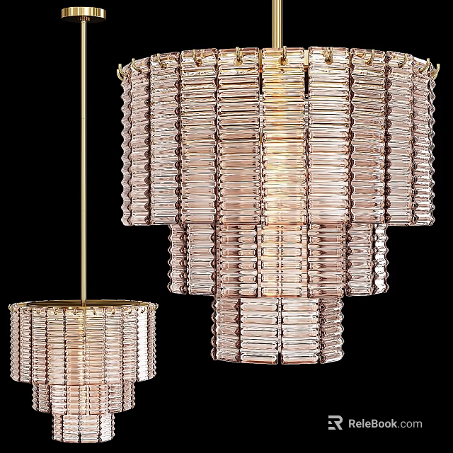Luxury Modern Crystal Chandelier With Layered Glass Design And Gold Metal Frame 3d model 