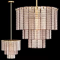 Luxury Modern Crystal Chandelier With Layered Glass Design And Gold Metal Frame