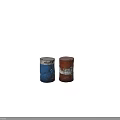 Rustic Blue And Red Oil Drums With Alf Oil And Veiko Lubric Labels