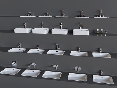 Modern wash basin table basin faucet combination frosted wall hanging wash basin faucet floor faucet bathroom hardware faucet small piece combination 3d model