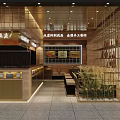 Chinese Style Restaurant Interior With Open Counter Food Display And Traditional Wooden Decor