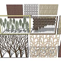 Various Decorative Room Dividers With Laser Cut Leaf And Geometric Patterns 3d model