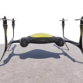 Black Drone With Yellow Top On Gray Surface And Four Propellers 3d model