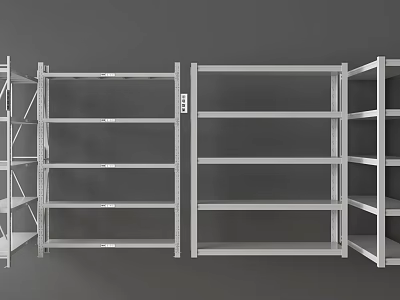 Sturdy Metal Storage Shelves With Multiple Layers Arranged Side By Side 3d model