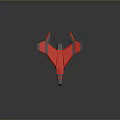 Futuristic Red And Gray Aircraft Model With Geometric Shapes And Reflection