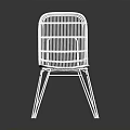 Modern White Leisure Chair With Metal Frame And Woven Seat Back For Indoor Outdoor Use