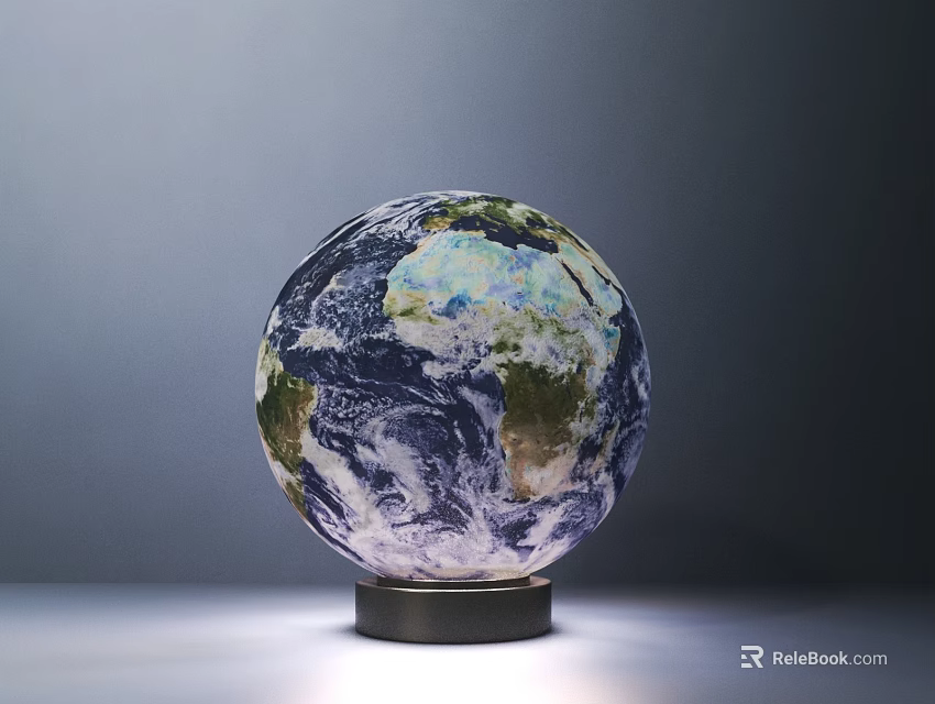 Globe Shaped Table Lamp With Illuminated Earth Design For Home Decor 3d model 
