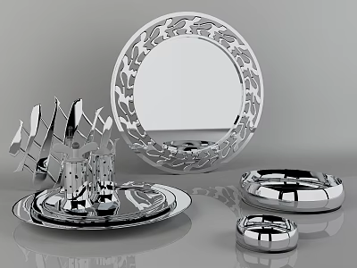 Silver Tea Set With Intricate Hollow-Carved Patterns And Modern Elegant Design 3d model