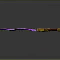 Fantasy Flaming Sword With Purple Blade Golden Hilt And Brown Handle