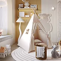 Kids Room Interior With Play Tent Toys Round Rug Bear Wall Design And Chandelier