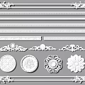European-style gypsum line lamp panel carved corner flower carved line corner line decorative line disc lamp holder 3d model