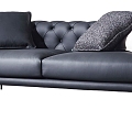 Black double leather sofa 3d model