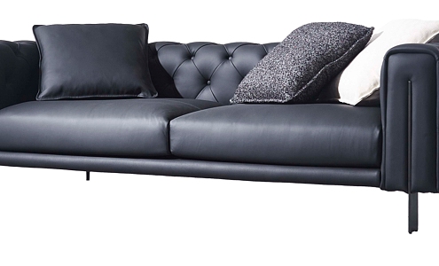 Black double leather sofa 3d model