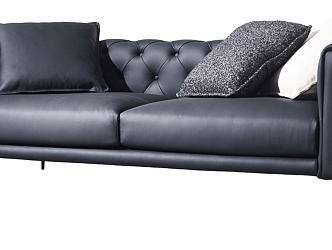 Black double leather sofa 3d model