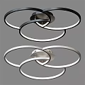 Modern Circular Ring Ceiling Light With LED Strips And Black Silver Metal Frame 3d model