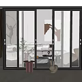 Modern Black Frame Sliding Doors With Transparent Glass In Living Room Interior