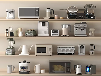 Functional Switch Panels For Various Kitchen Appliances On Storage Shelves 3d model