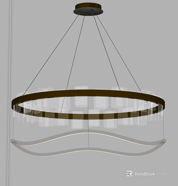 Modern Circular Chandelier With Wavy Bottom And Integrated LED Lighting Design 3d model