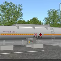 Outdoor Industrial Petroleum Gas Storage Tank With White Body Red Yellow Stripes And Ladder