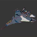 Blue Camouflage Spacecraft Model with Aerodynamic Design for Universe Exploration Missions