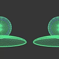 Two Modern Round Mirrors with Light Wooden and Black Spherical Bases Contemporary Decorative Design
