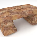 Natural Texture Stone Bench With Circular Top Decoration And Sturdy Stone Legs