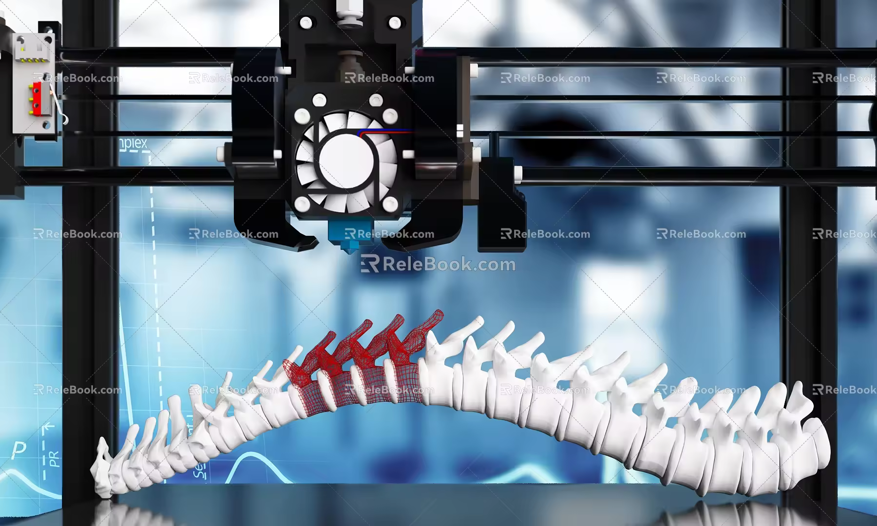 modern printer bone spine print 3d model