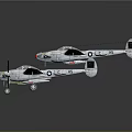 Two Twin Engine Propeller Airplanes Showcasing Classic Wing Structure And Detailed Tail Design