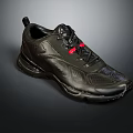 Black Athletic Sneakers With Red Accents Mesh Design And Durable Sole