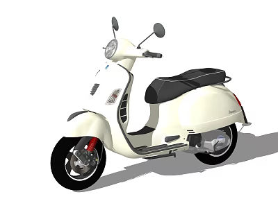 Vintage White Scooter With Black Seat Mirrors And Red Brake Caliper 3d model