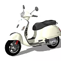 Vintage White Scooter With Black Seat Mirrors And Red Brake Caliper
