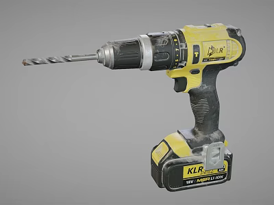 Industrial Cordless Drill with Yellow Black Design KLR Battery Powered Tool 3d model