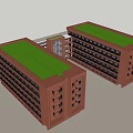 Modern Red Brick School Building With Symmetrical Design Multi Story Structure And Central Connecting Section