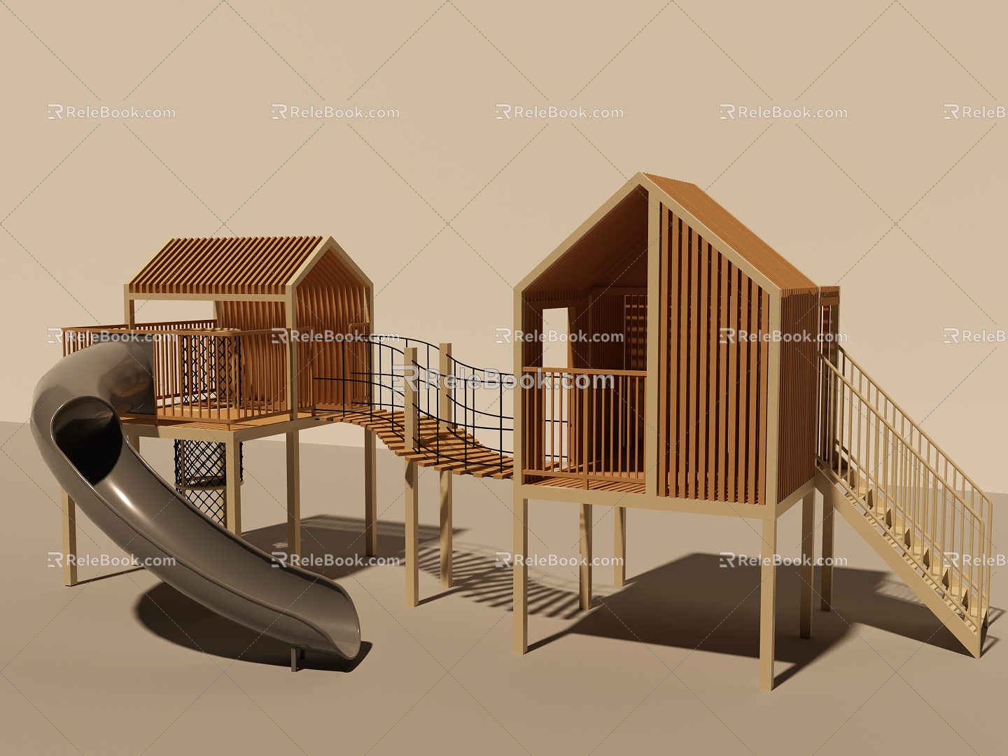 Modern amusement equipment wooden house 3d model