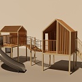 Modern amusement equipment wooden house 3d model