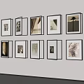 Modern Photo Frames Various Black Border Styles Arranged On White Wall Decor 3d model