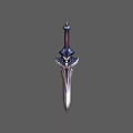 Decorative Sword With Metallic Blade Purple Hilt Intricate Guard And Ornate Top Design