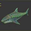 Iridescent Colorful Shark With Sharp Teeth And Shiny Scales On Dark Background